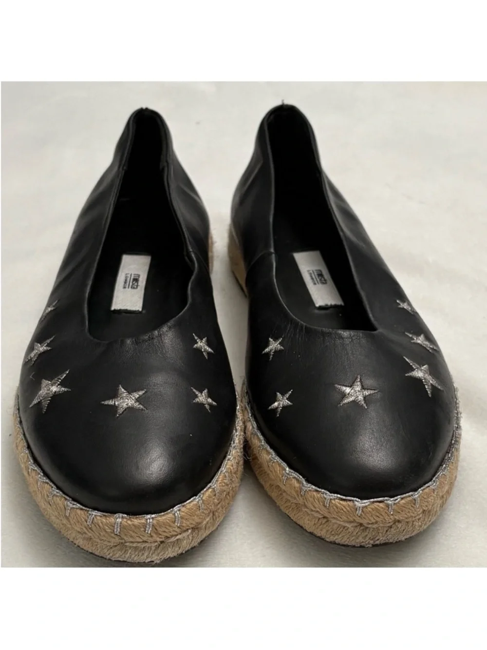 Miista Black Star-Embroidered Espadrille Flats Size 40